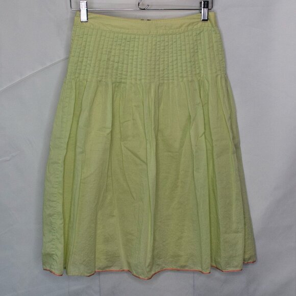 J Crew Pintuck Ribbon Trim Skirt Womens 0 Green A Line Y2K Cottage Core FF03X - Picture 1 of 5